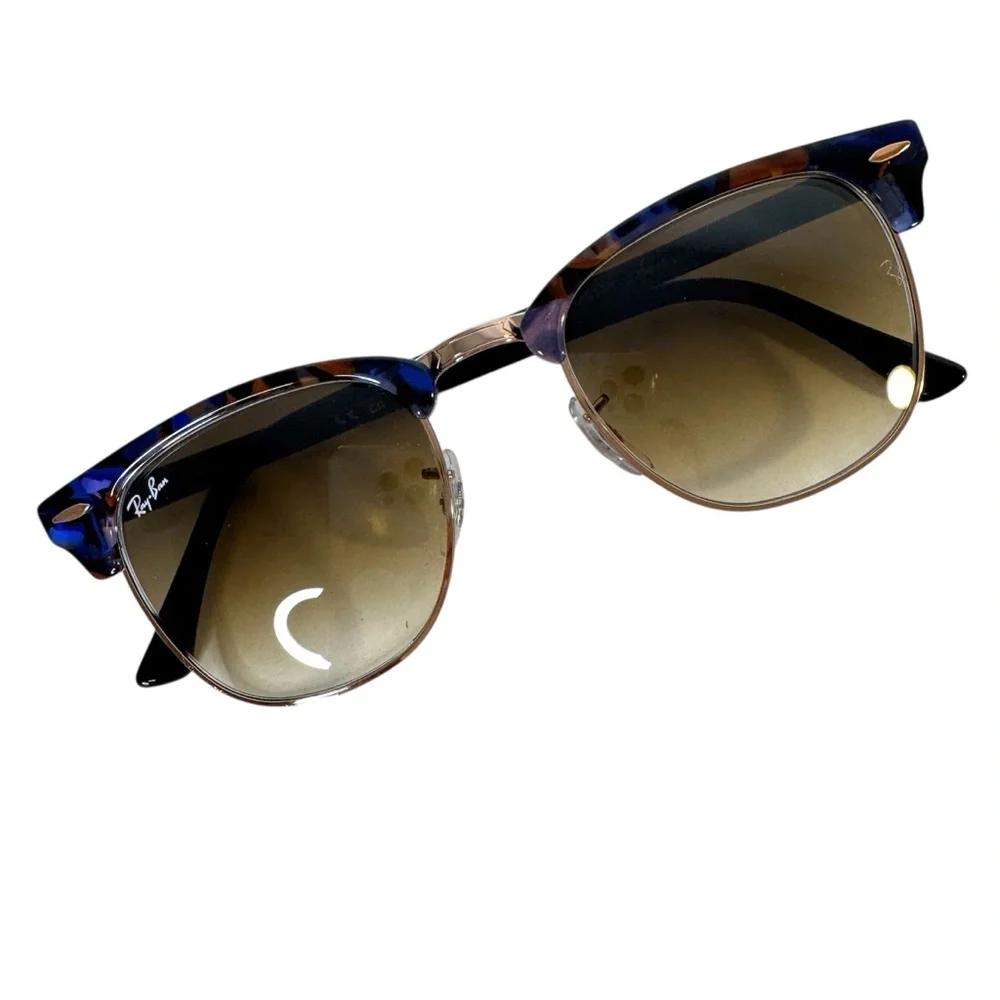 RAY BAN Clubmaster Sunglasses NEW Style RB 3016 Spotted Brown Blue